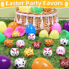 AMENON green Easter egg with giraffe pull-back car for birthday play.