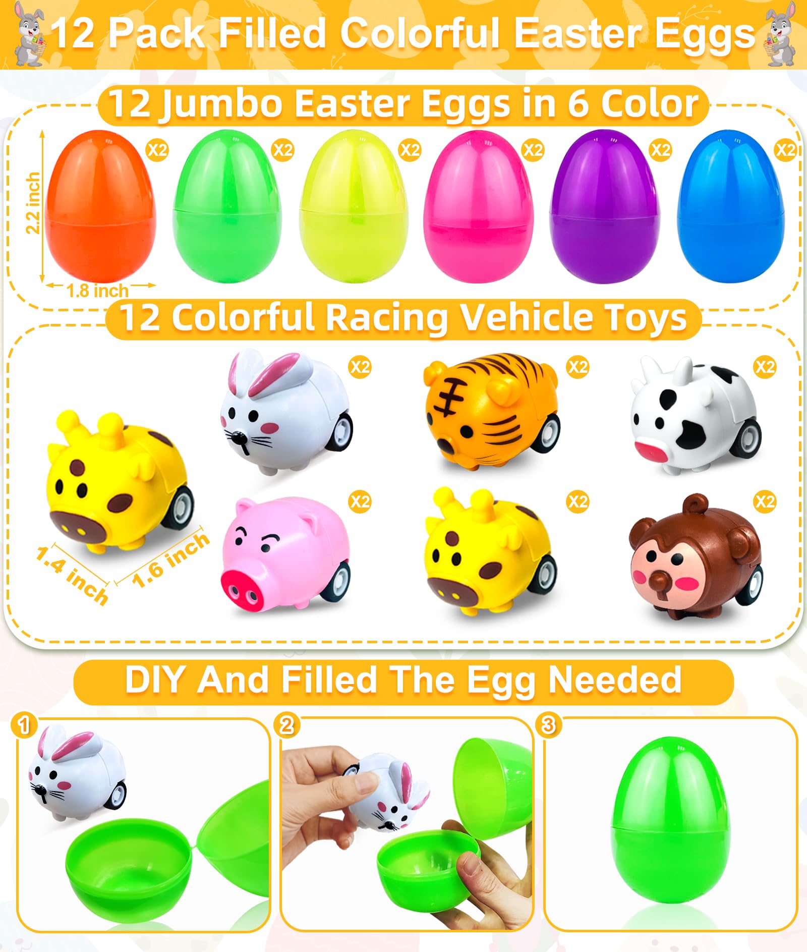 AMENON pink Easter egg with monkey pull-back car for classroom prizes.