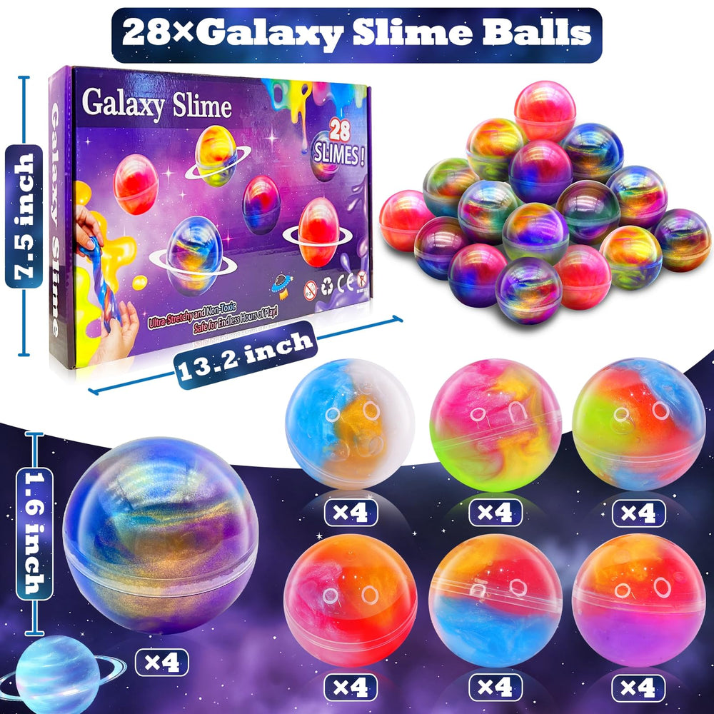 AMENON seven-color galaxy slime pack offers soft, stretchable play for kids.