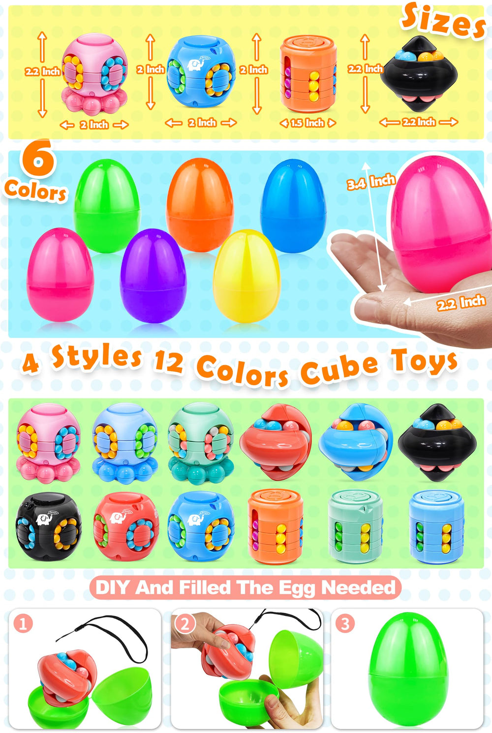 AMENON spinning-toy inside egg provides satisfying fidget play and stress relief
