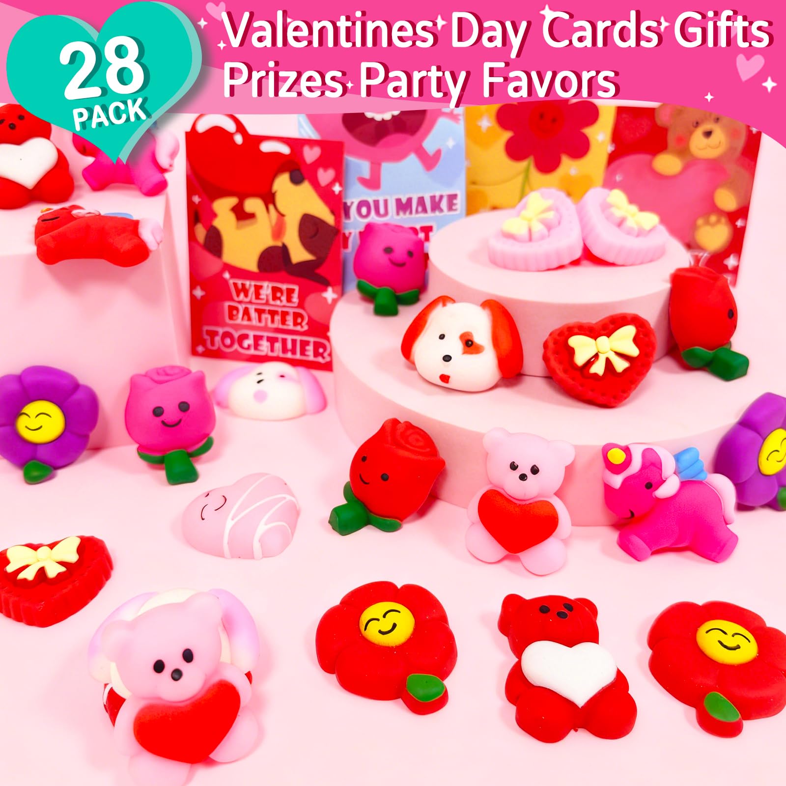 AMENON Valentines card set pairs cards with toys for gifting