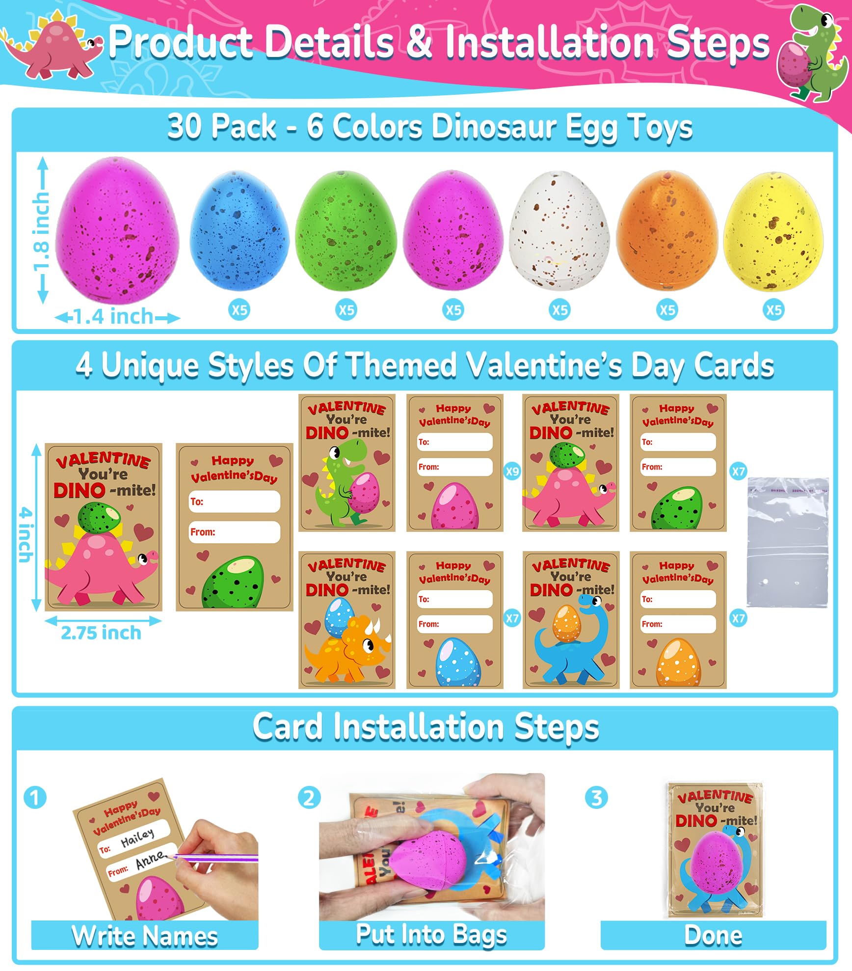 AMENON valentines cards for kids pair with eggs for easy classroom exchanges.