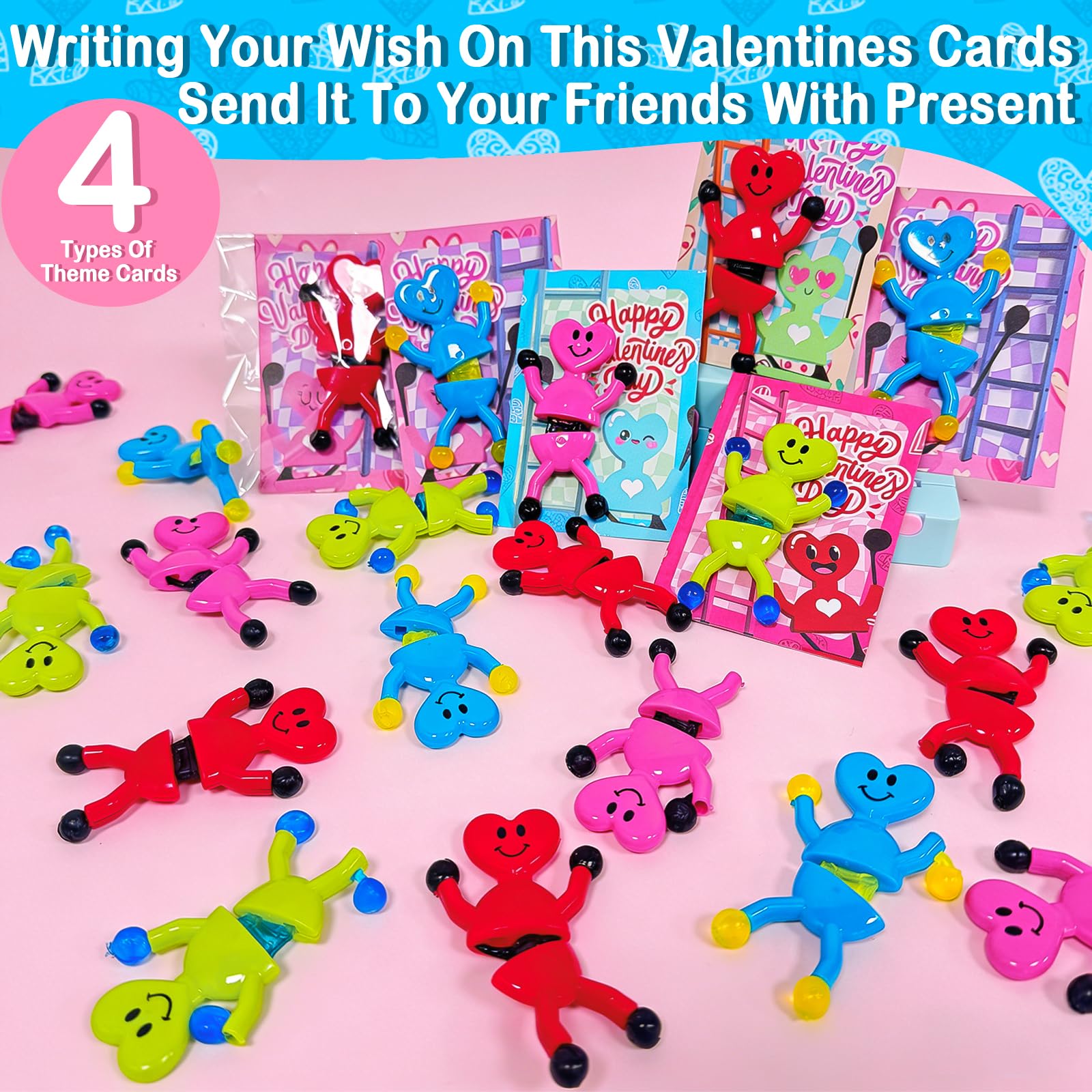 AMENON Gift bags filled with heart toys for school prizes.