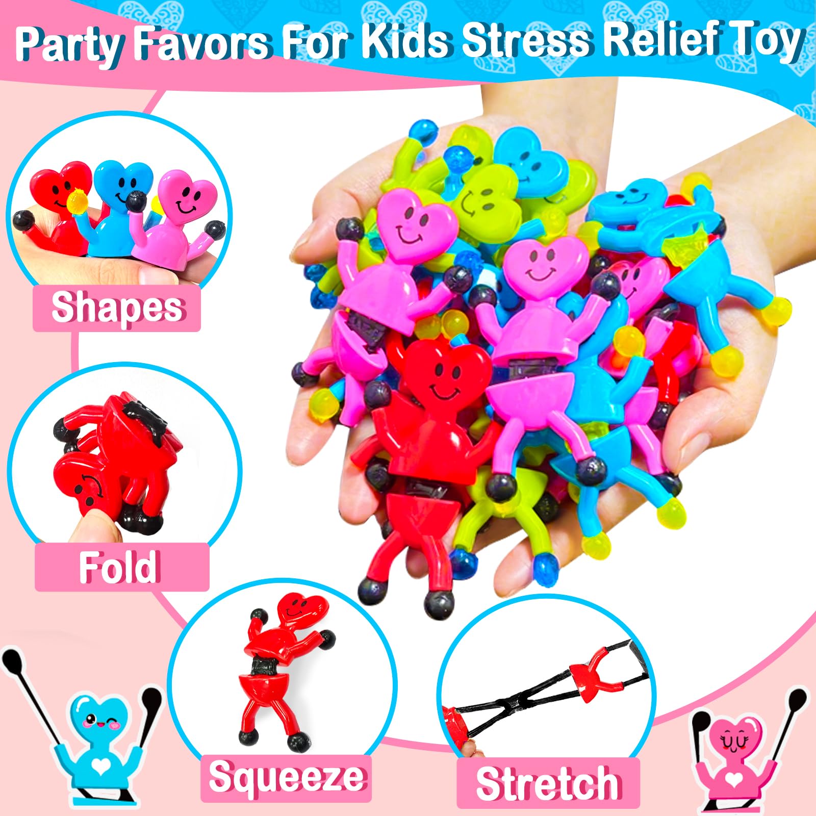AMENON Valentines heart sticky man green toy sticks to walls for group activities.