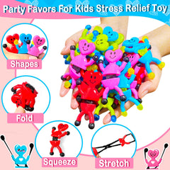 AMENON Valentines heart sticky man green toy sticks to walls for group activities.