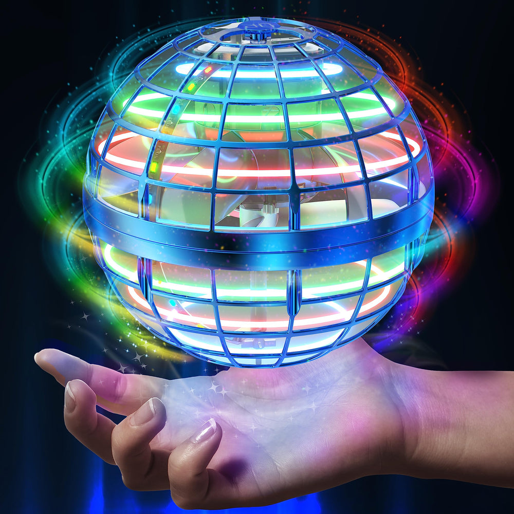 AMERFIST Flying Orb Ball blue front view, engaging outdoor play.