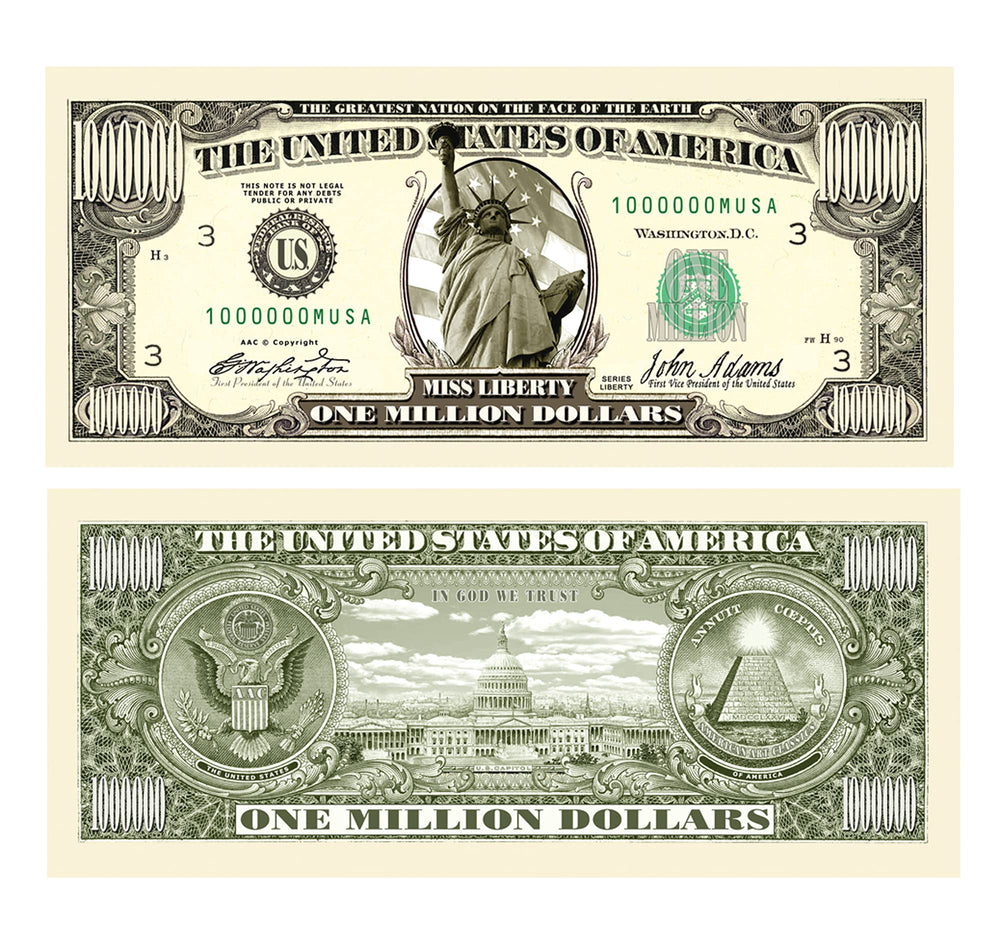 American Art Classics front view of pack50 million-dollar bills for realistic display