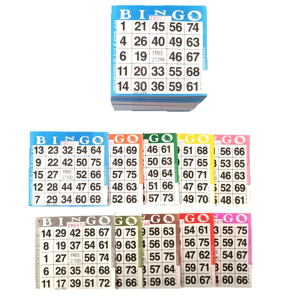 American Games Bingo Paper Card 1 Card 10 Sheets—compact, portable bingo setup.