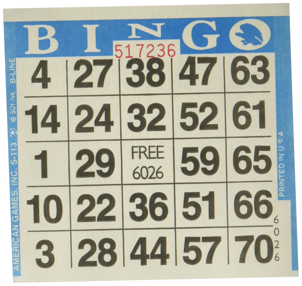American Games blue 4x4 bingo sheets offer professional-grade play for large gatherings.