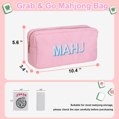 American Mahjong Tiles Bag features blue and white MAHJ embroidery for elegant flair