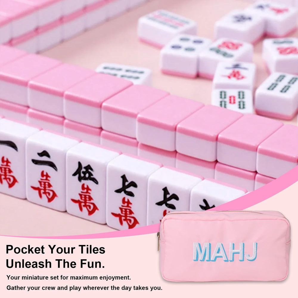 American Mahjong Tiles Bag with gold zipper for secure travel and quick access