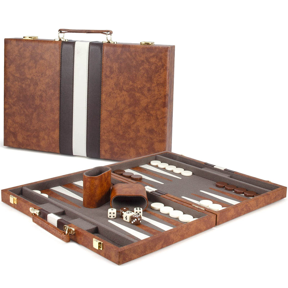 AMEROUS backgammon set closed case ready for storage and transport