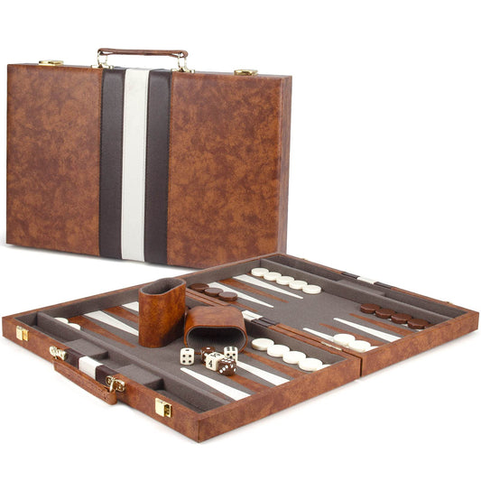 AMEROUS backgammon set closed case ready for storage and transport