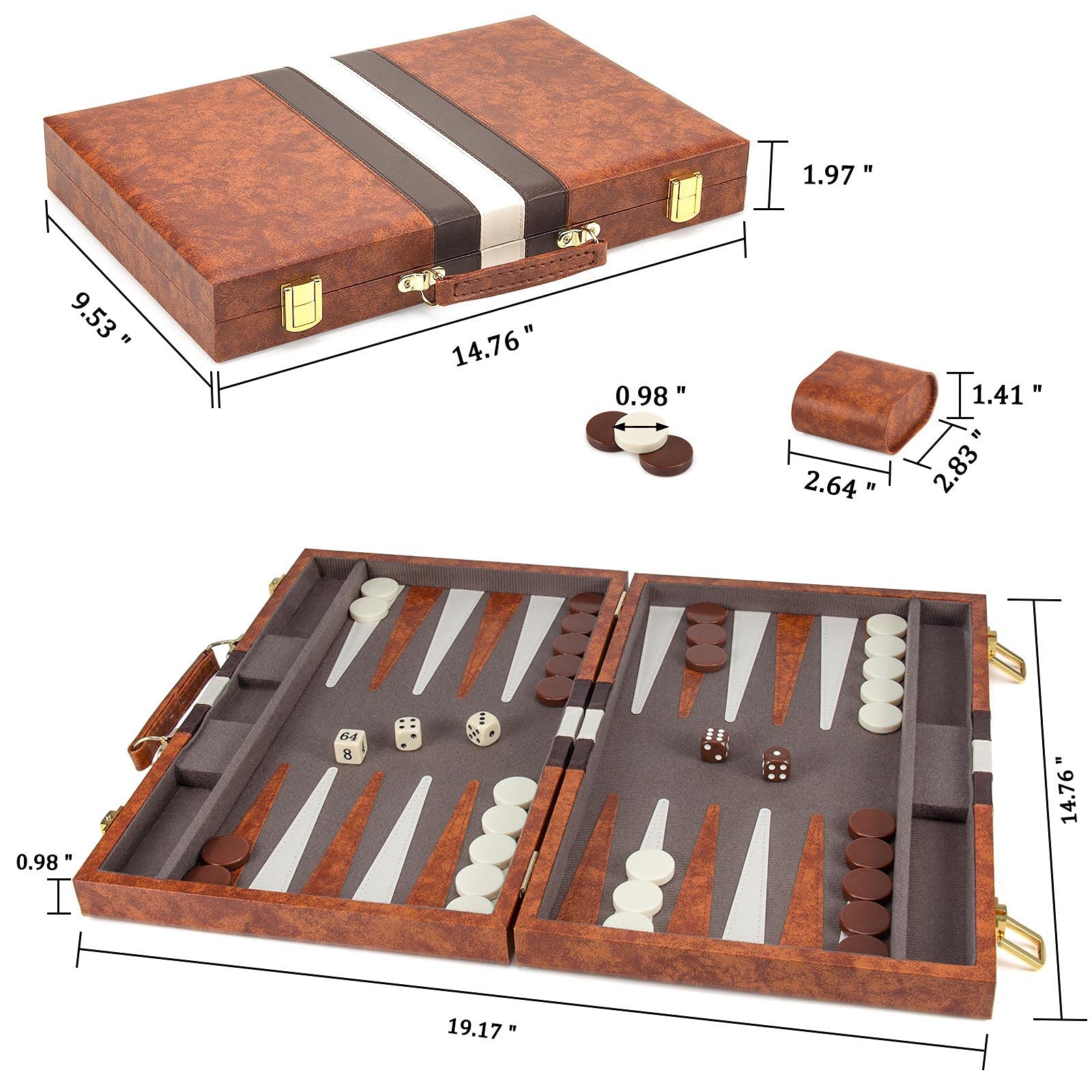AMEROUS backgammon set dice shaker for smooth rolls