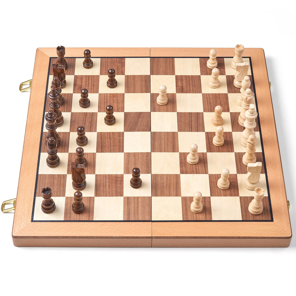 AMEROUS chess board storage slots keep pieces organized and easy to access