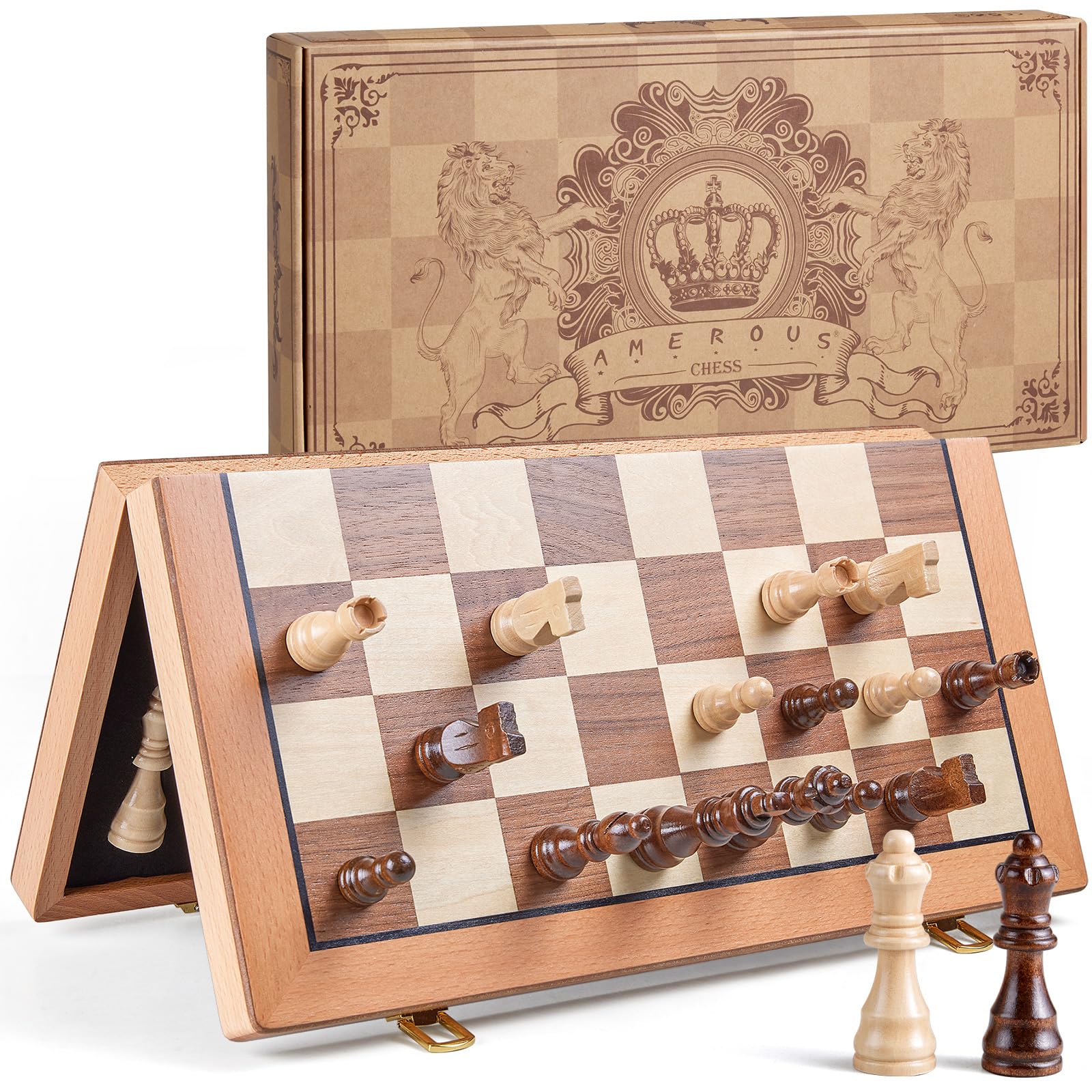 AMEROUS handcrafted wooden chess pieces and board craftsmanship