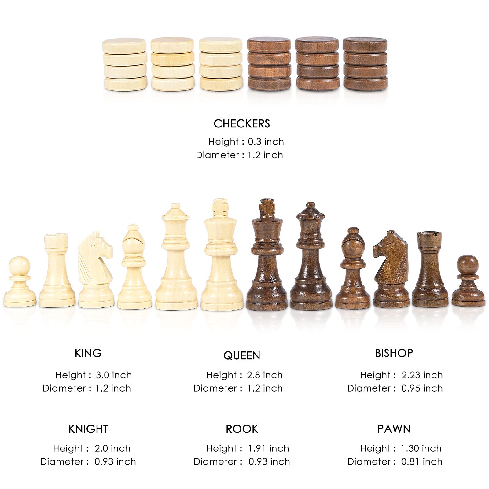 AMEROUS king piece highlights a 3 inch height for visibility