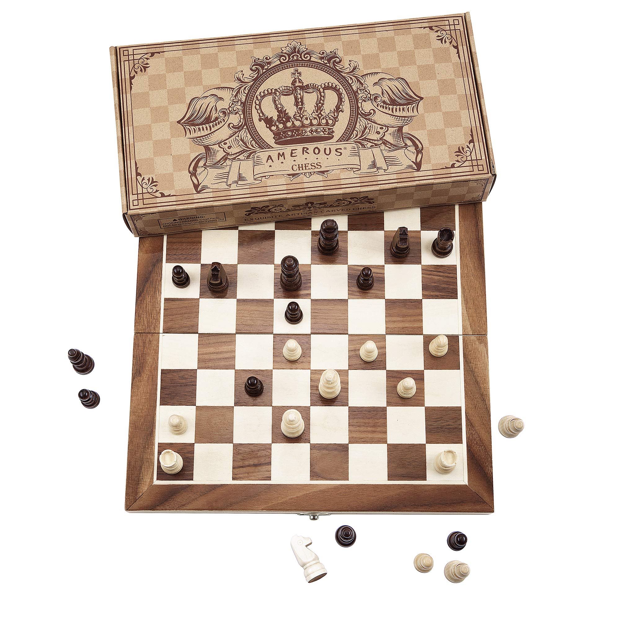 AMEROUS magnetic chess pieces stay in place for smooth moves.