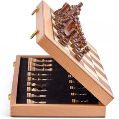 AMEROUS magnetic wooden chess board 15inch for stable travel play