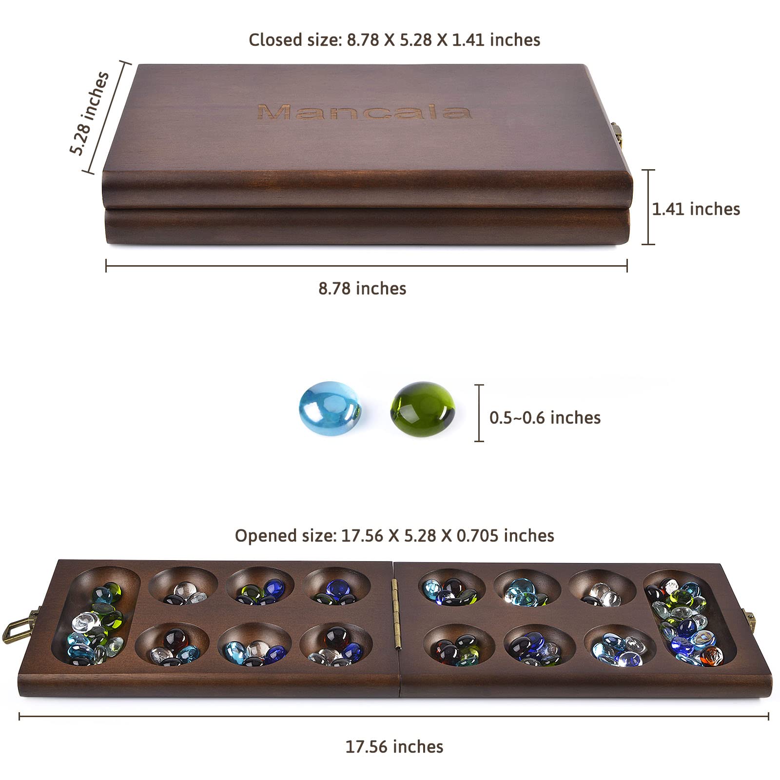 AMEROUS Mancala board hinge and latch ensure durable folding