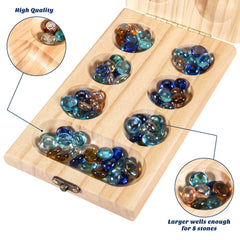 AMEROUS Mancala glass stones in multicolor for tactile, colorful gameplay.