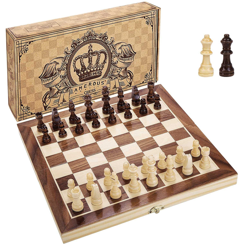 AMEROUS portable travel chess set fits backpacks for on-the-go play.