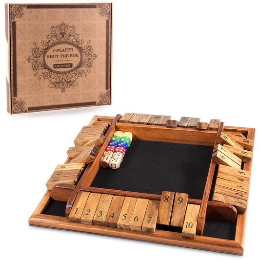 AMEROUS Shut The Box board showing natural wood finish for family game night
