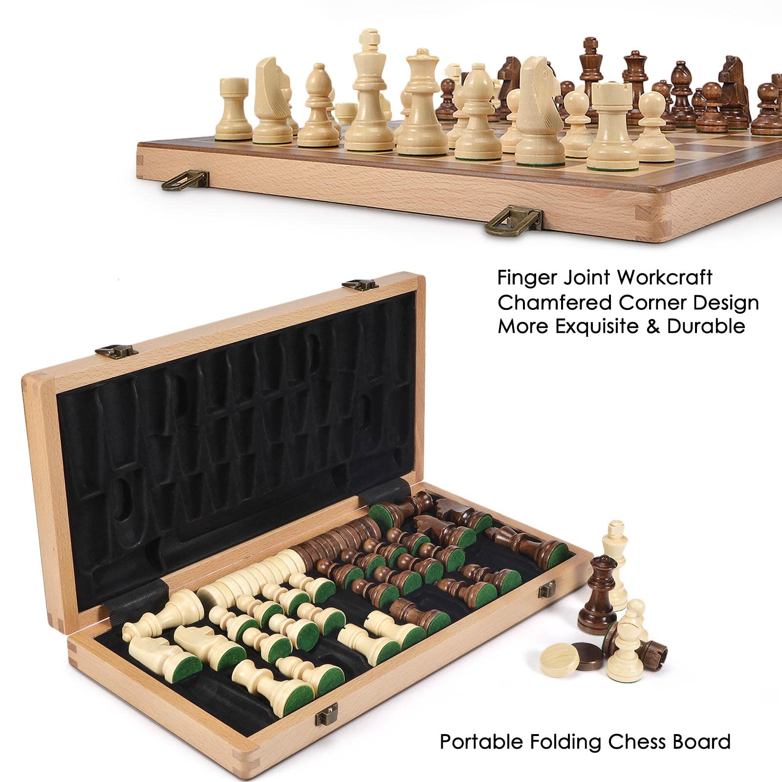 AMEROUS wooden checkers pieces ready for classic back-and-forth play