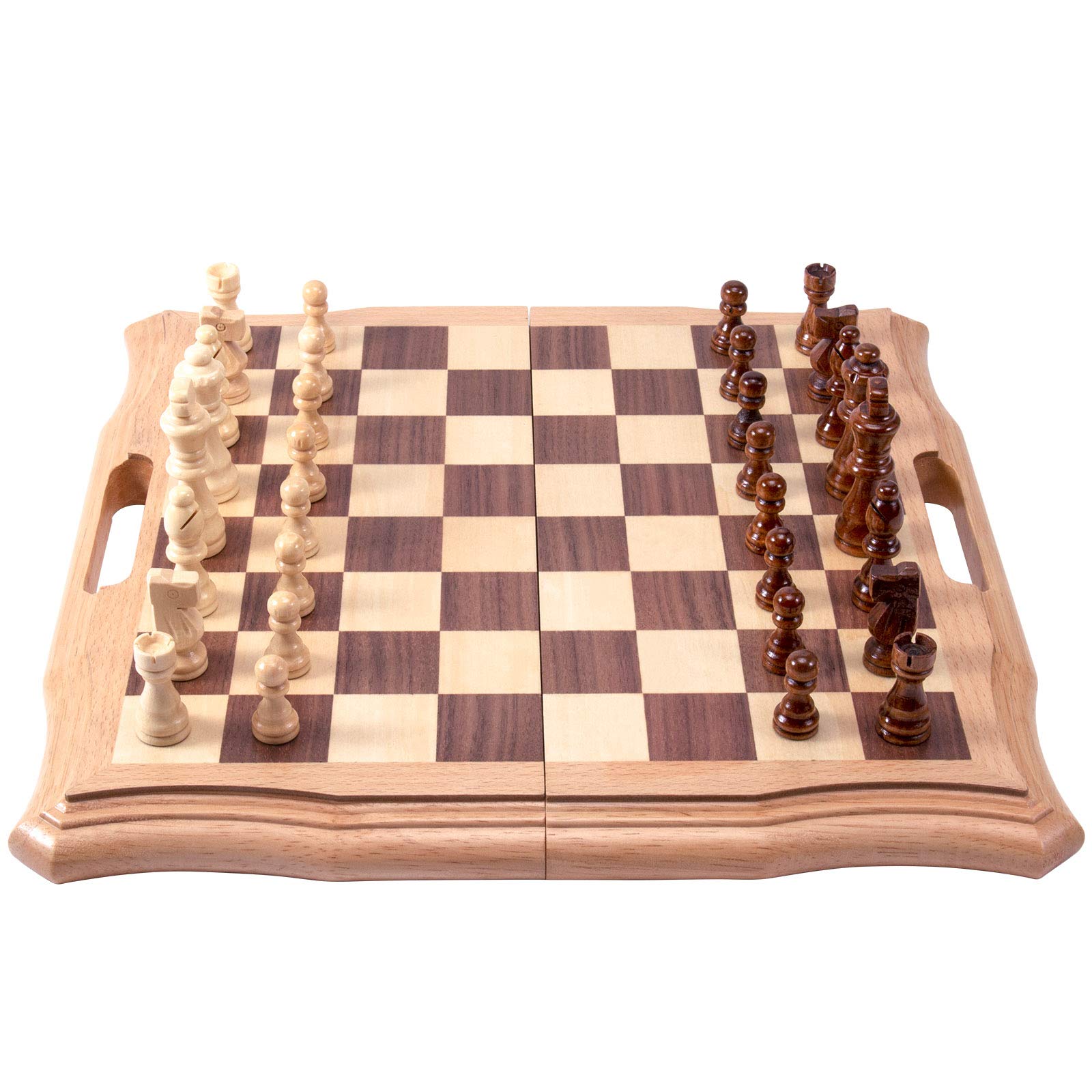 AMEROUS wooden chess pieces storage slot keeps pieces organized and quiet