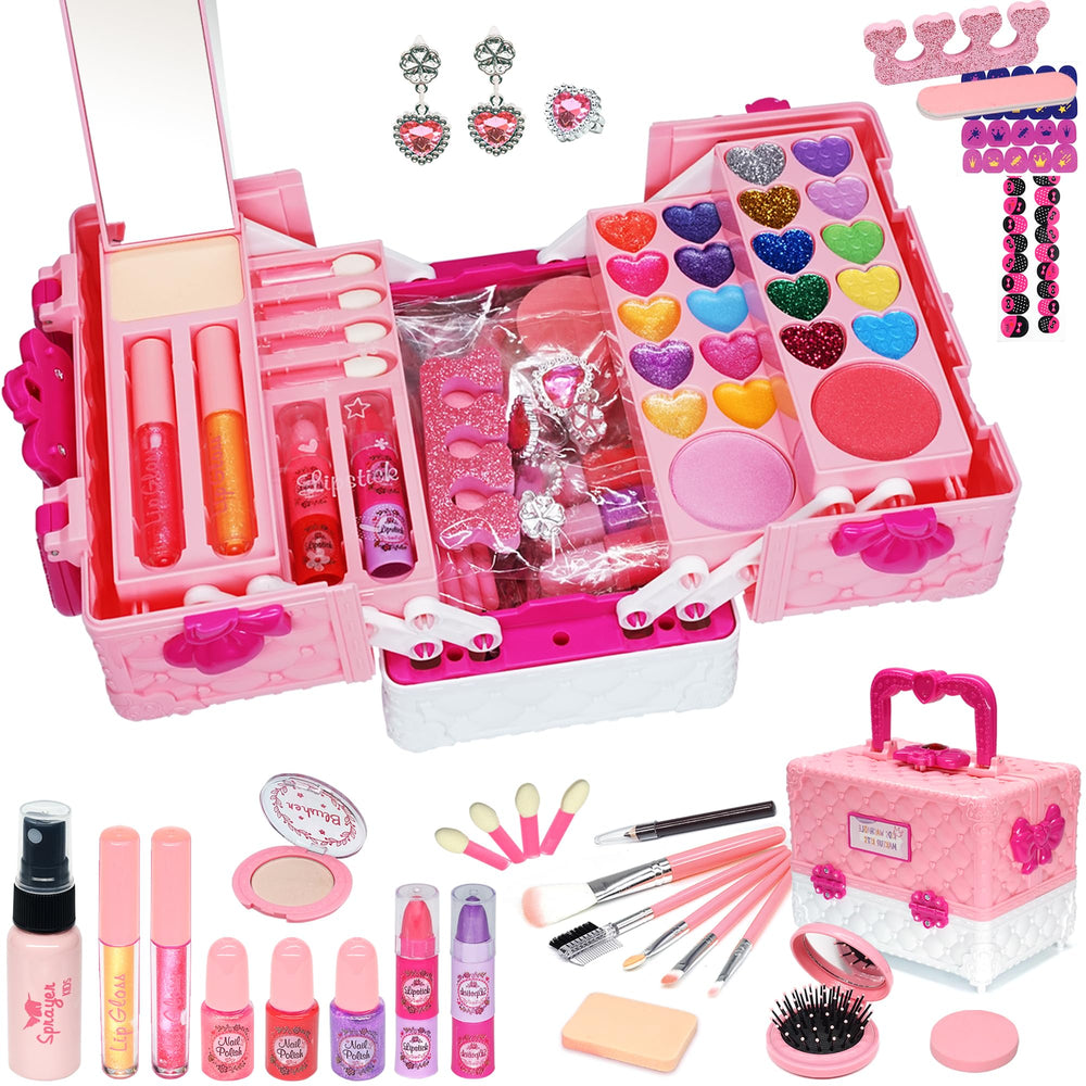 Amerrly 54-pcs kids makeup set case open for tidy play