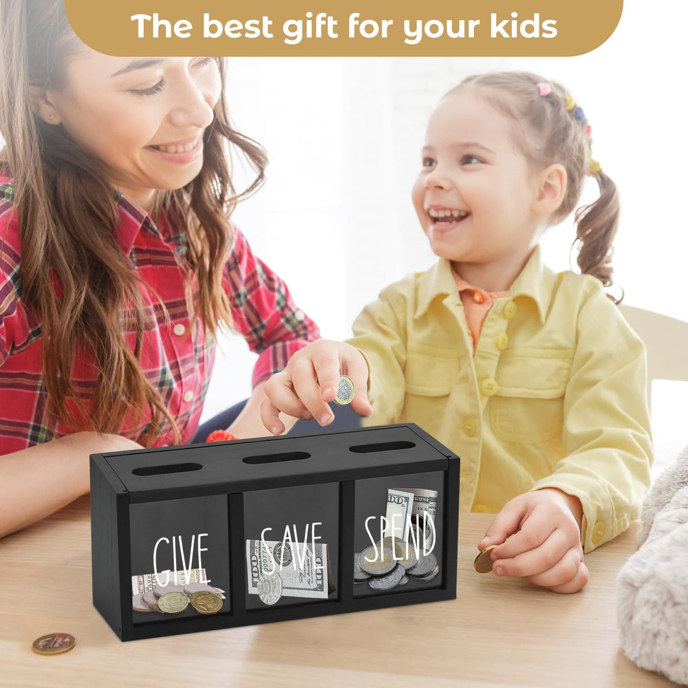 A child-friendly Ameuphercy piggy bank decorates a bedroom to encourage saving.