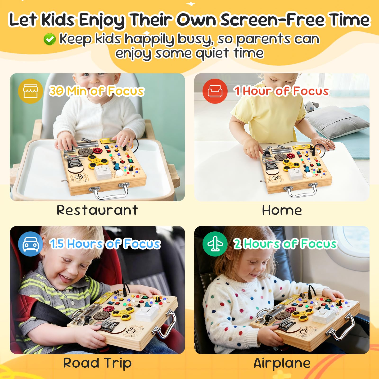 AMGAMGTS music box feature adds gentle sounds to quiet play sessions.