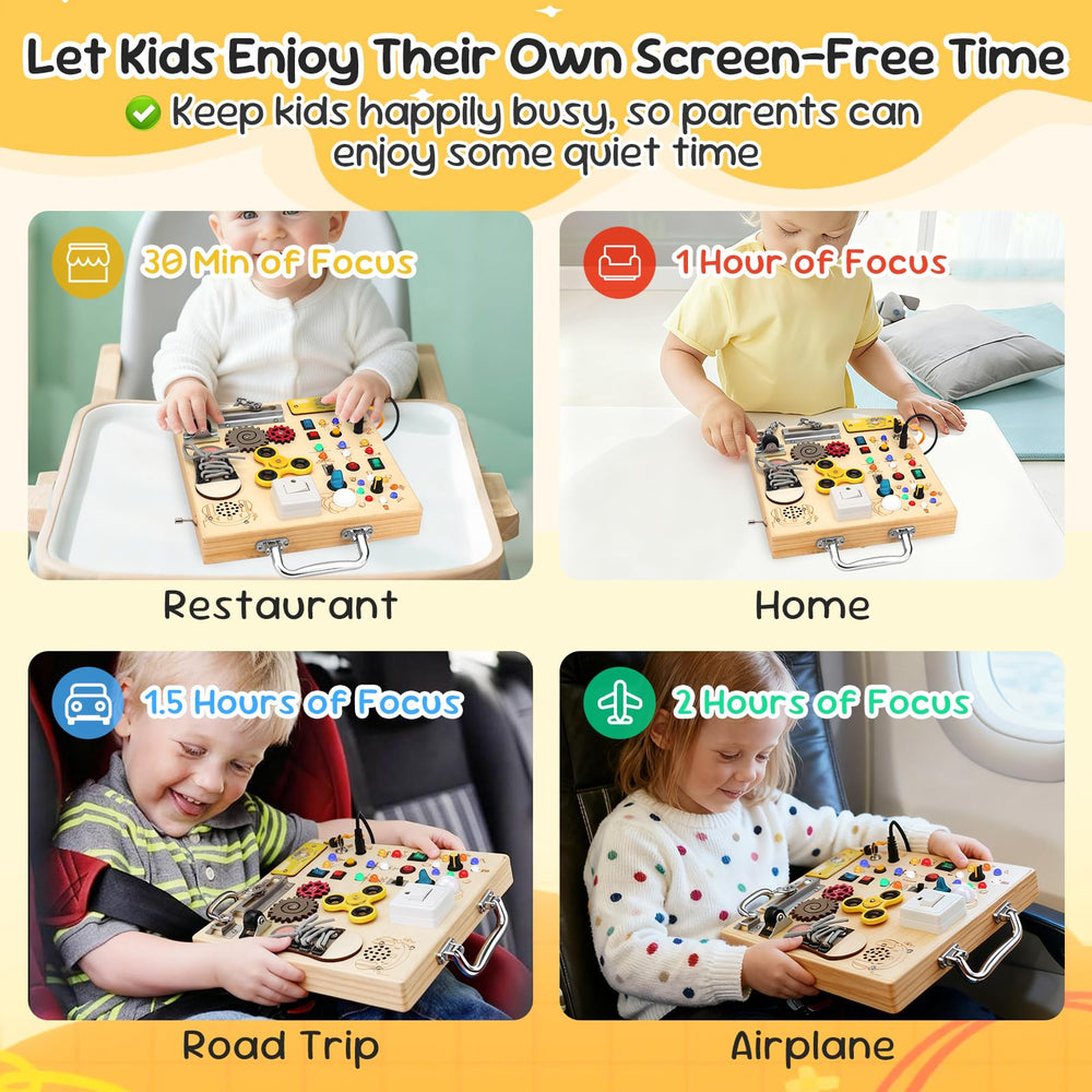 AMGAMGTS music box feature adds gentle sounds to quiet play sessions.