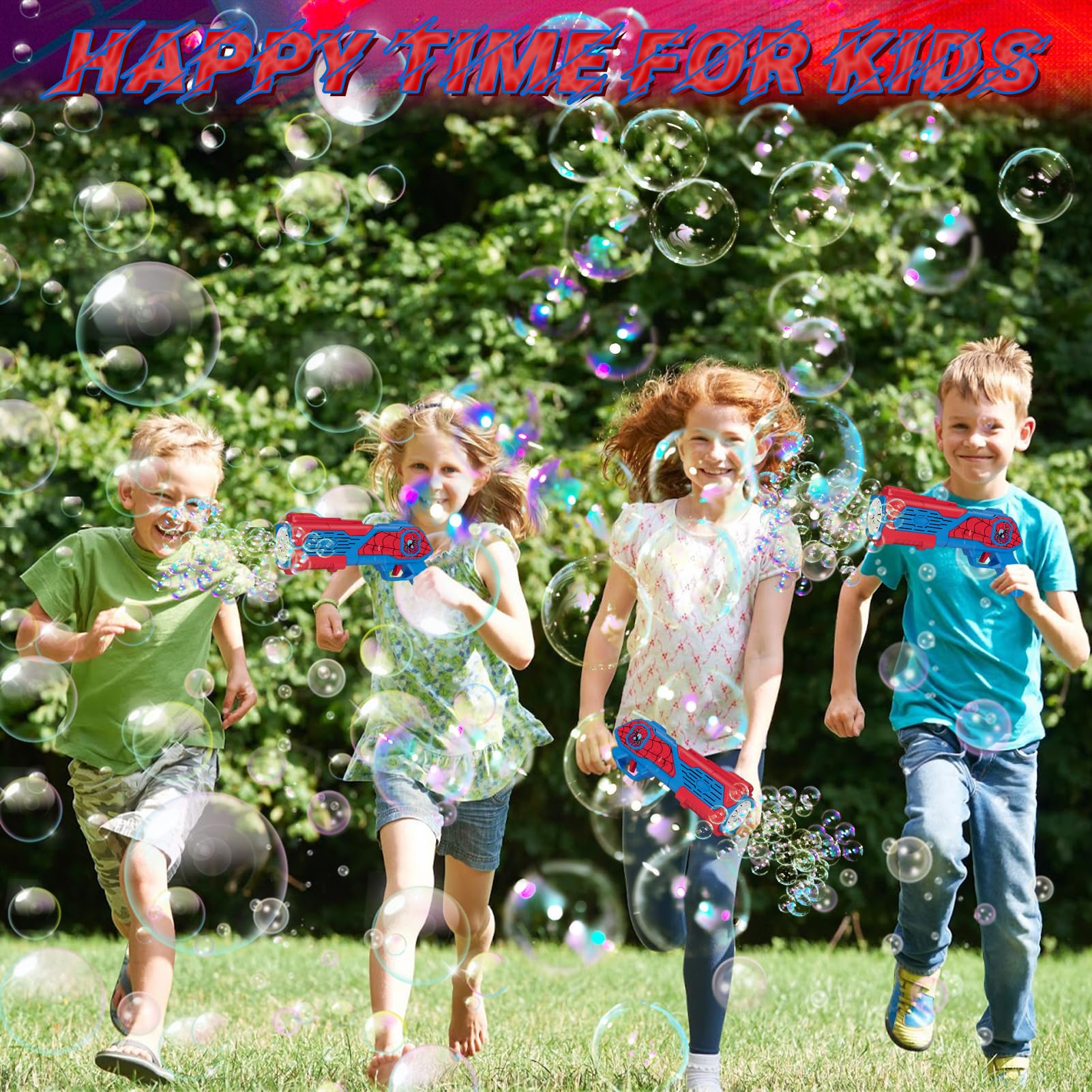 Amiabling Spider-Bubble Gun 12 nozzles delivering plenty of bubbles for outdoor fun.