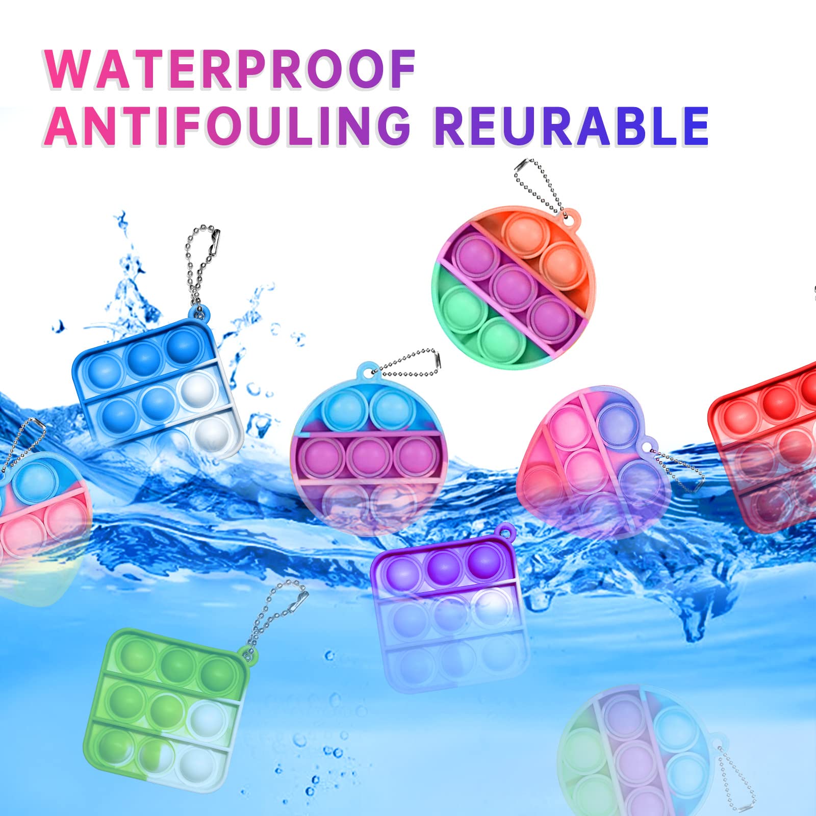Amicbng durable silicone material used in mini pop keychain for long-lasting play