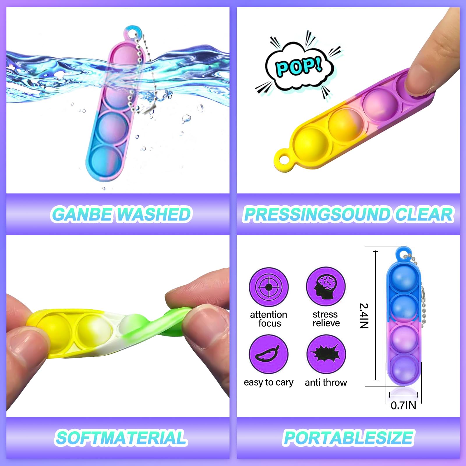 amicbng closeup of silicone fidget toy showing soft, reusable material