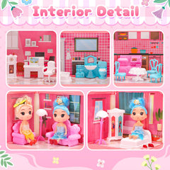 AamiDear dollhouse pool with slide for engaging water play.