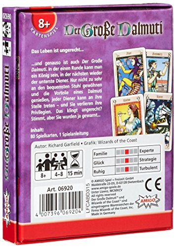 AMIGO Great Dalmuti hand of cards ready to play showing ranking mechanics