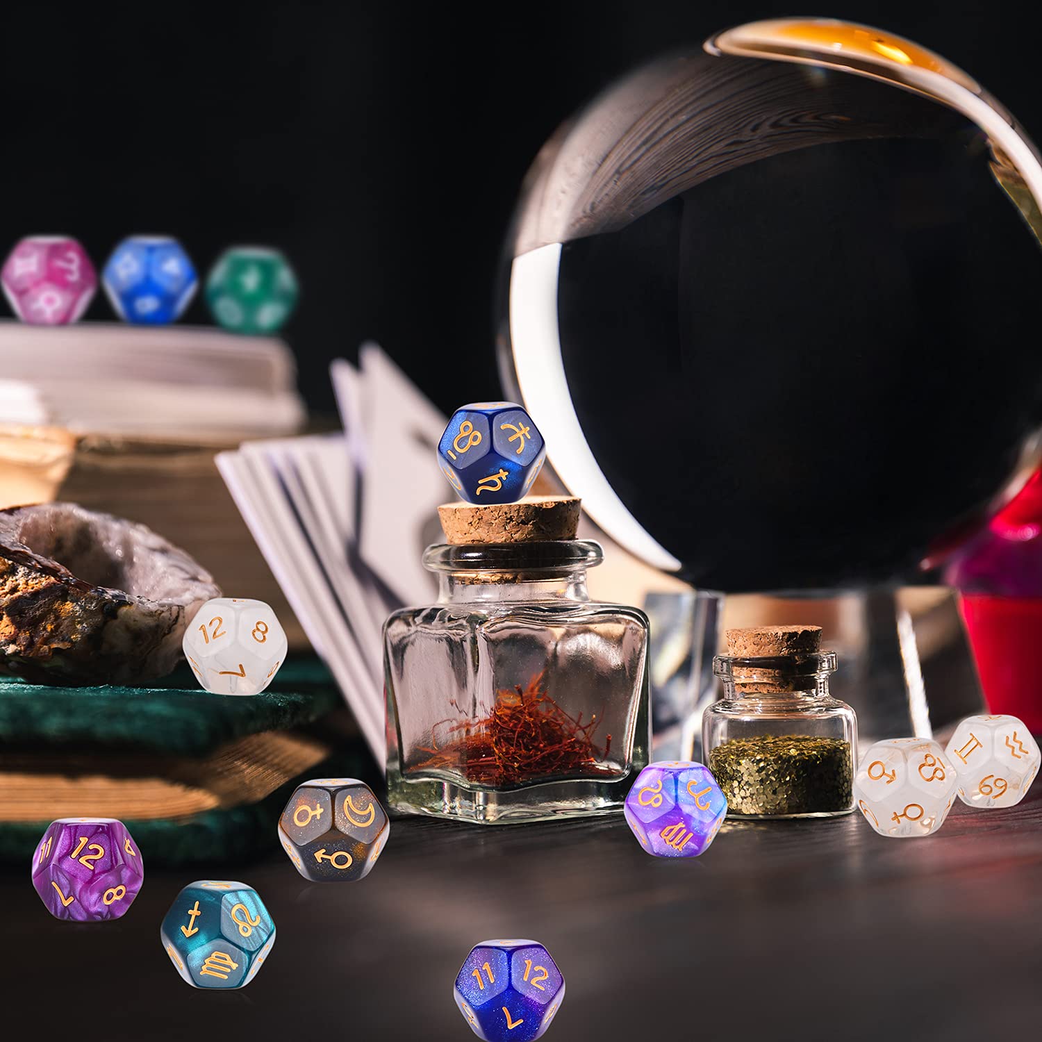Handheld view of Amiven dice, smooth balance enhances tactile readings