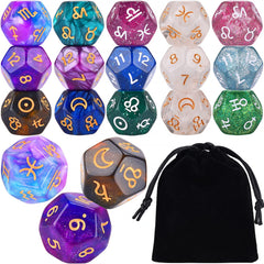 Amiven astrology dice six-sets pack front, ideal for portable divination on the go