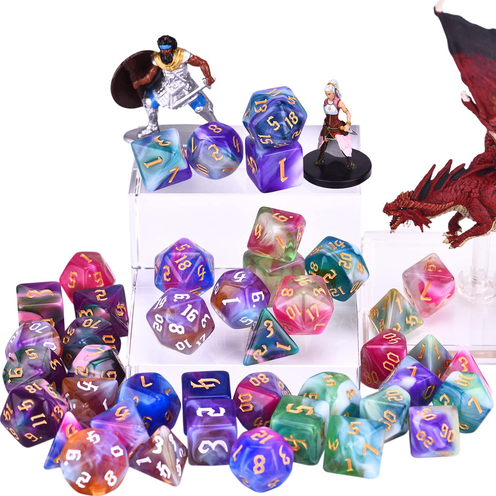 Amiven pearlescent swirl dice with a smooth feel and shimmer.
