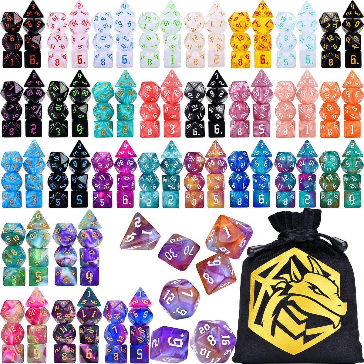 Amiven RPG dice set featuring 210 polyhedral dice for DnD campaigns, great for extended sessions.