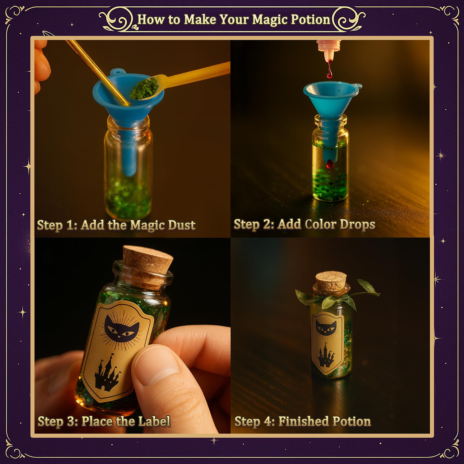 AMIZEY Shiny Crystals bottle for sparkling potion art and hands-on learning.