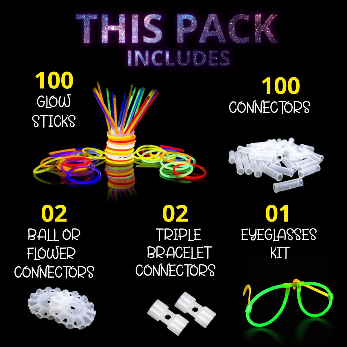Ammy Glow glow bracelets kit creates triple bracelets for colorful party favors.