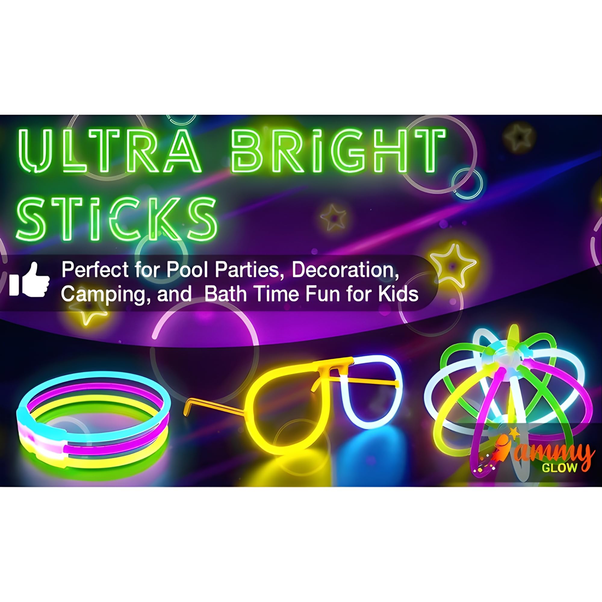 Ammy Glow kid-safe, waterproof materials support worry-free glow fun.