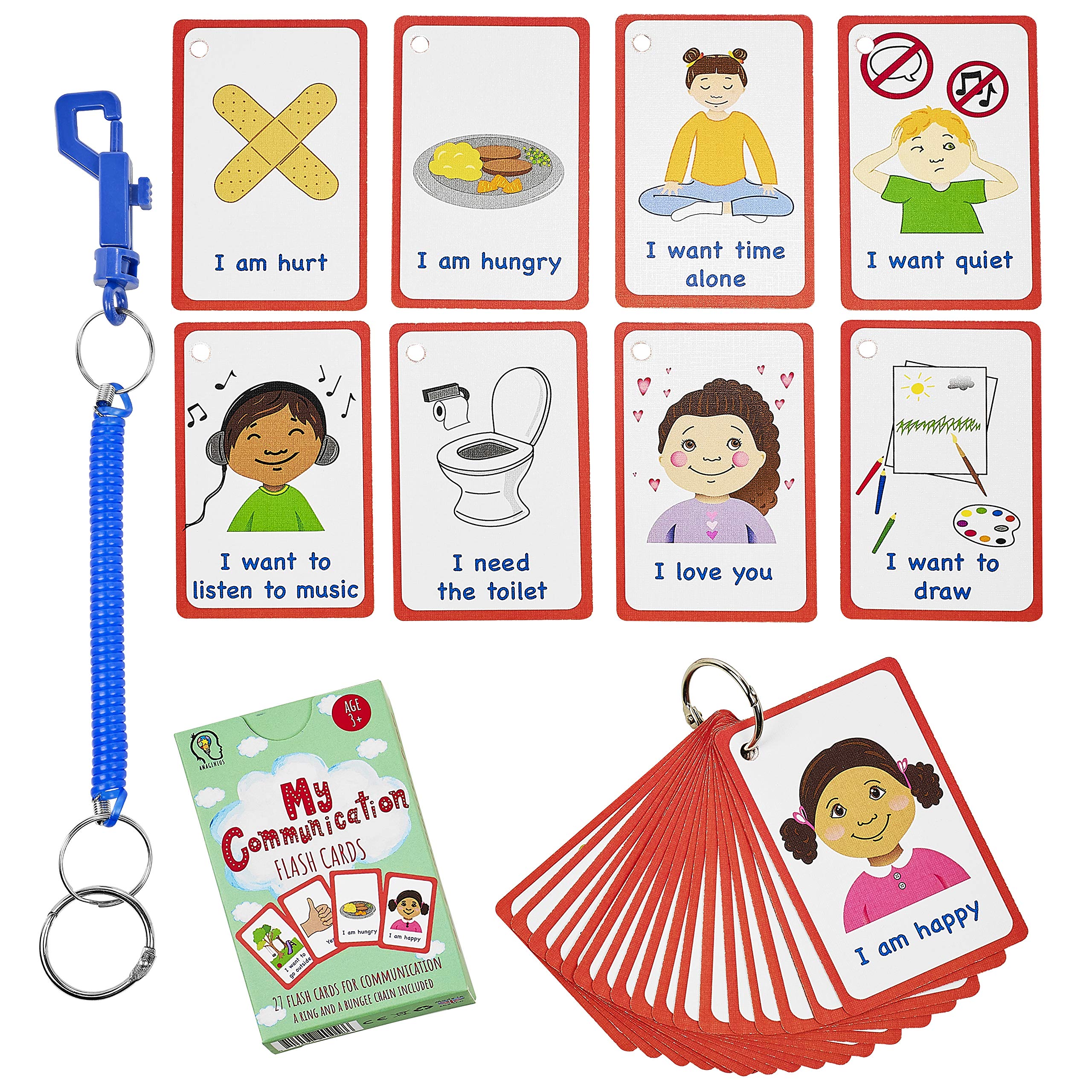 Amonev Special Needs Communication Cards cover with 27 illustrated cues for visual learning.