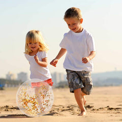 AMOR PRESENT 16-inch beach ball packaged for easy transport