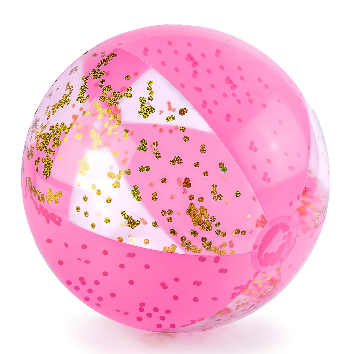 AMOR PRESENT beach ball 16-inch glitter pink shines under sun for pool fun.