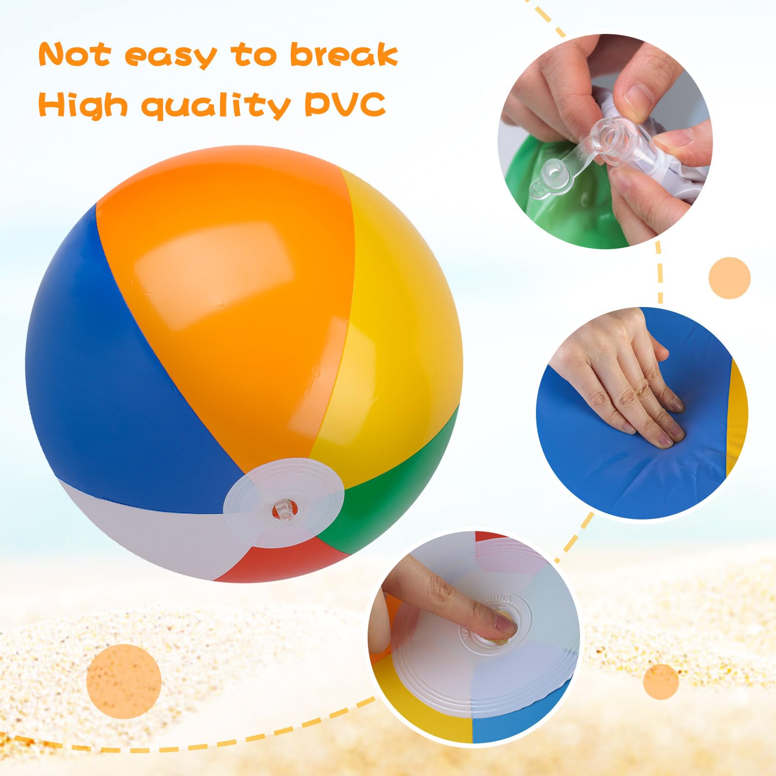 AMOR PRESENT beach ball on a sunny beach setup for a festive party vibe.