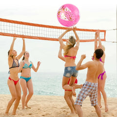 AMOR PRESENT beach ball used as volleyball or casual pool game.